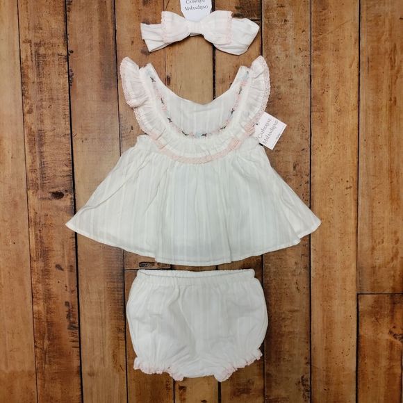 NWT Catherine Malandrino matching 3 piece set for baby girl size 6-9 mos - Picture 2 of 10